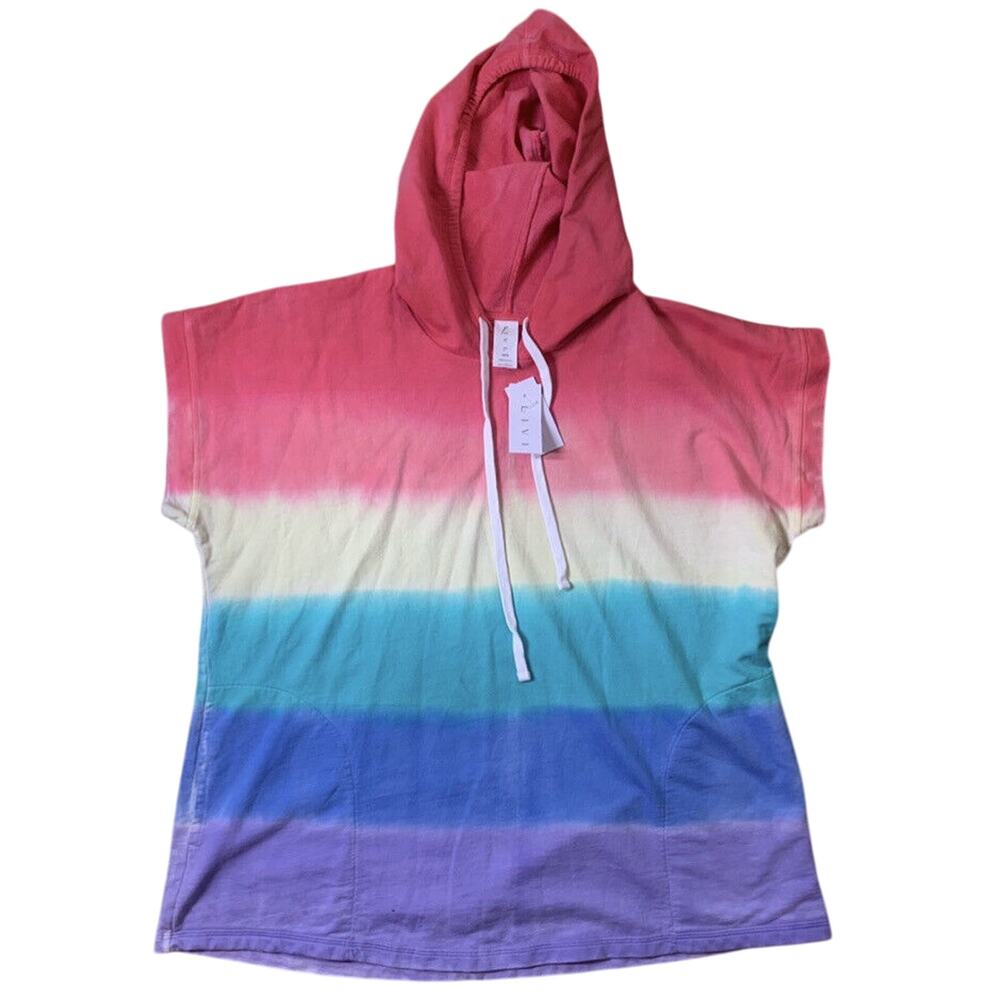 Livi Colorful MultiColor Activewear Hooded Cotton Top Coverup NWT Sz 14/16